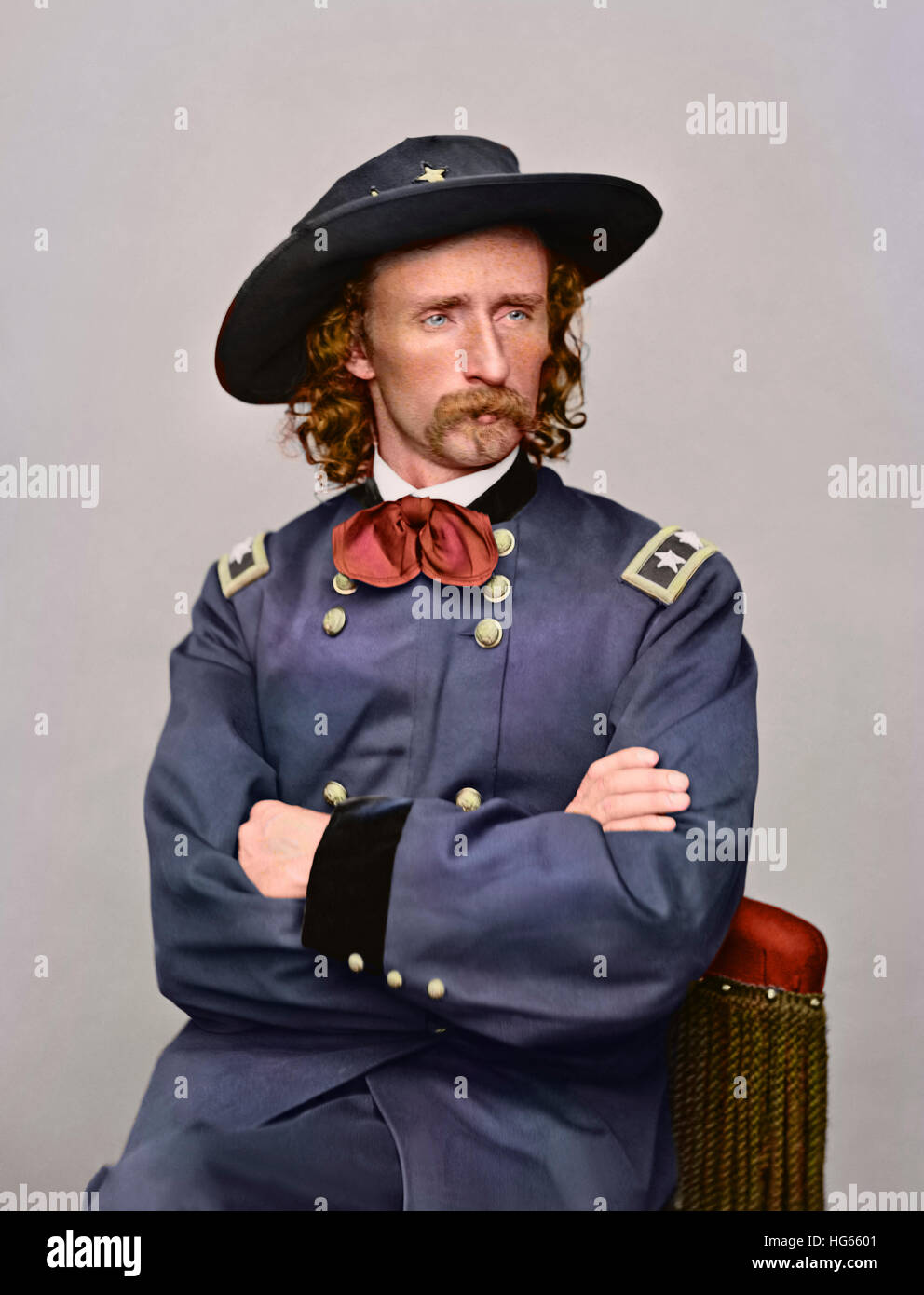 Civil War portrait of Major General George Armstrong Custer. Stock Photo