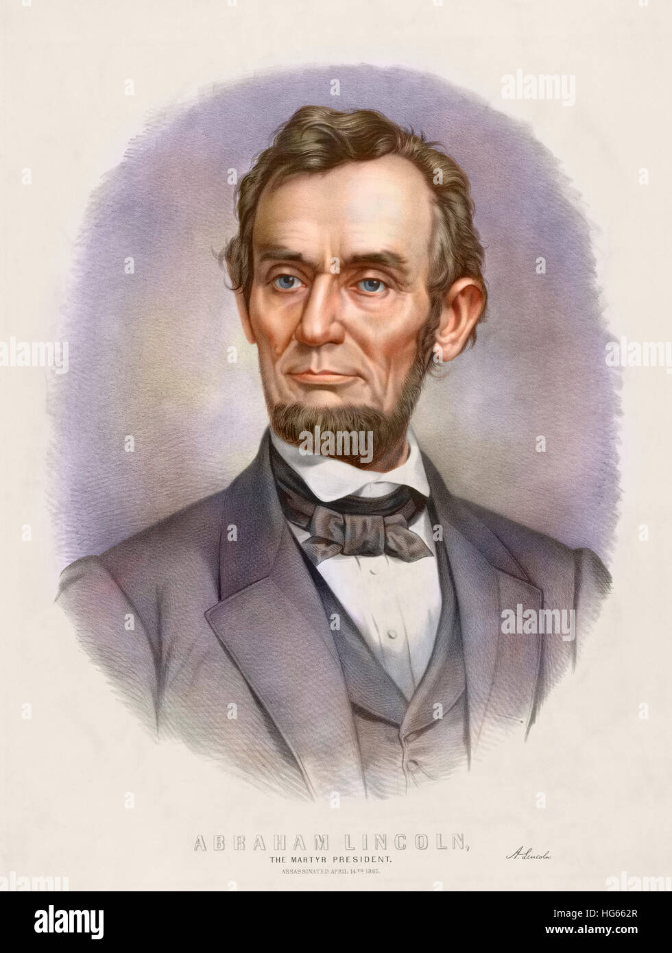 Digitally restored vintage Abraham Lincoln print. Stock Photo