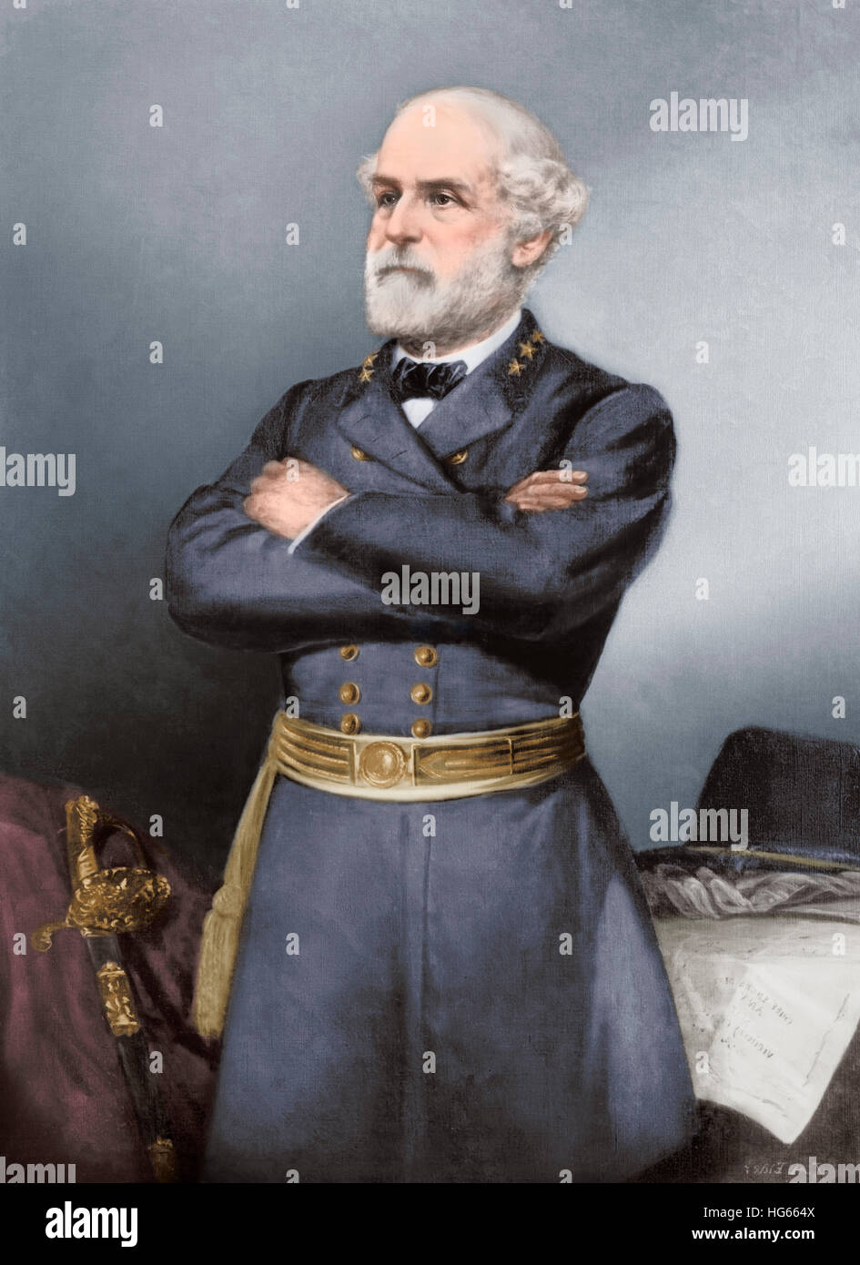 Confederate General Robert E. Lee in blue uniform. Stock Photo