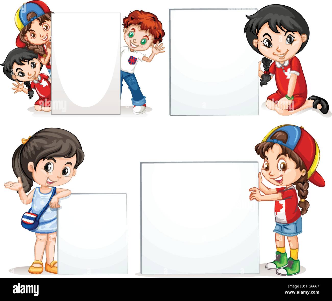 Children holding white sign illustration Stock Vector Image & Art - Alamy