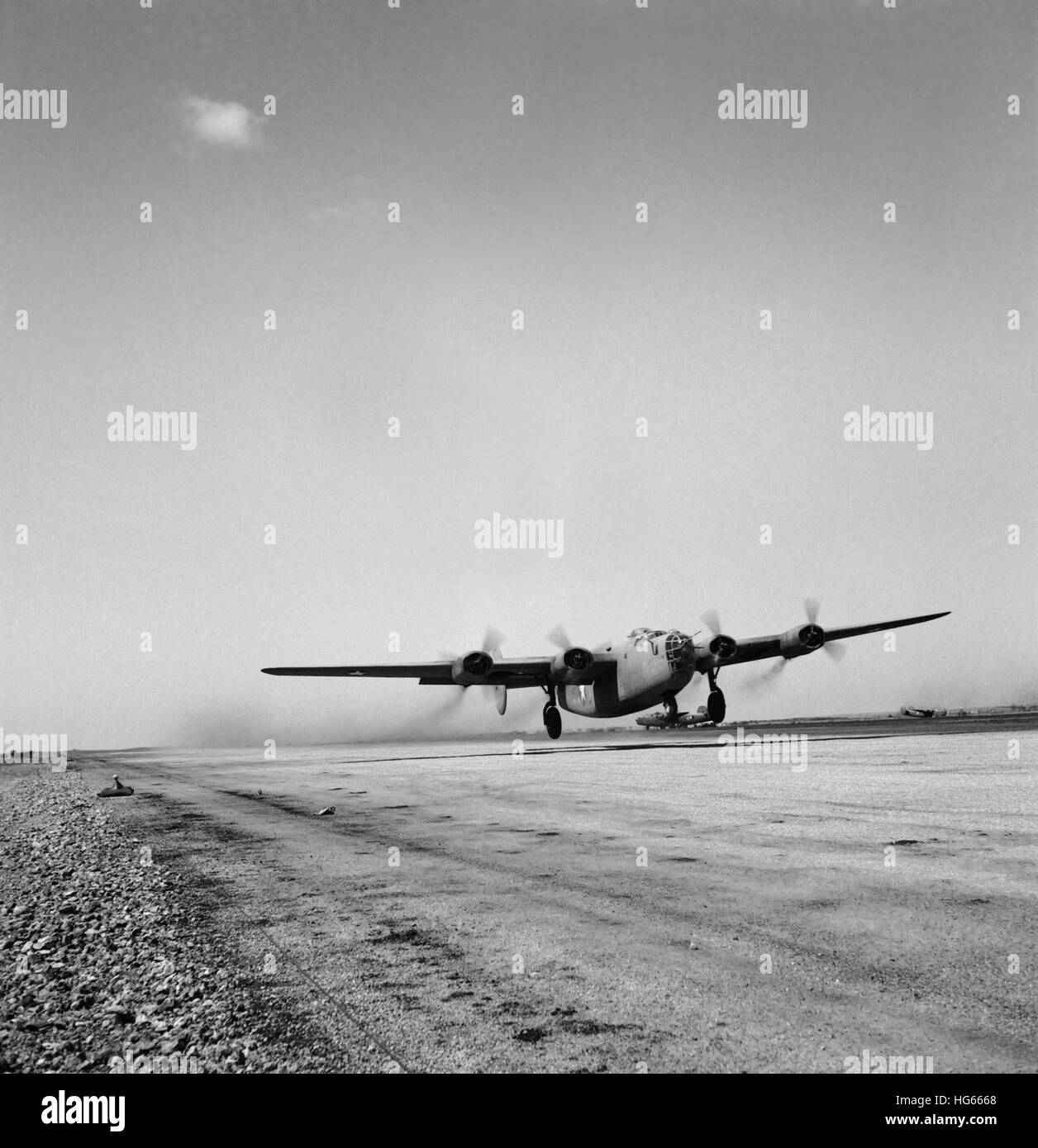 A B-24 bomber of the U.S. Army 9th Air Force in Libya, 1943. Stock Photo