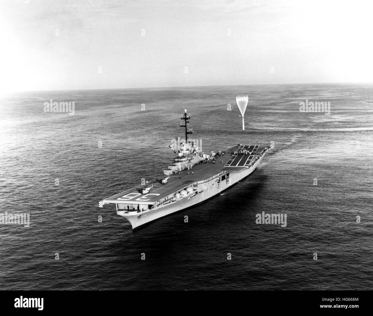 USS Antietam during Project Strato-Lab, 1961. Stock Photo