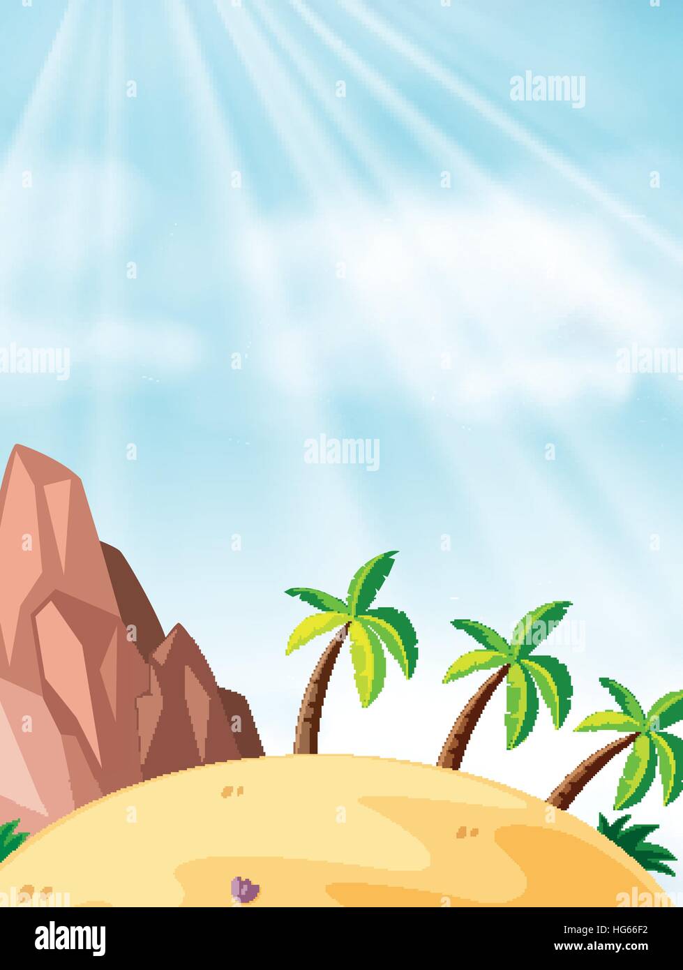 Scene with coconut trees on the beach illustration Stock Vector Image ...