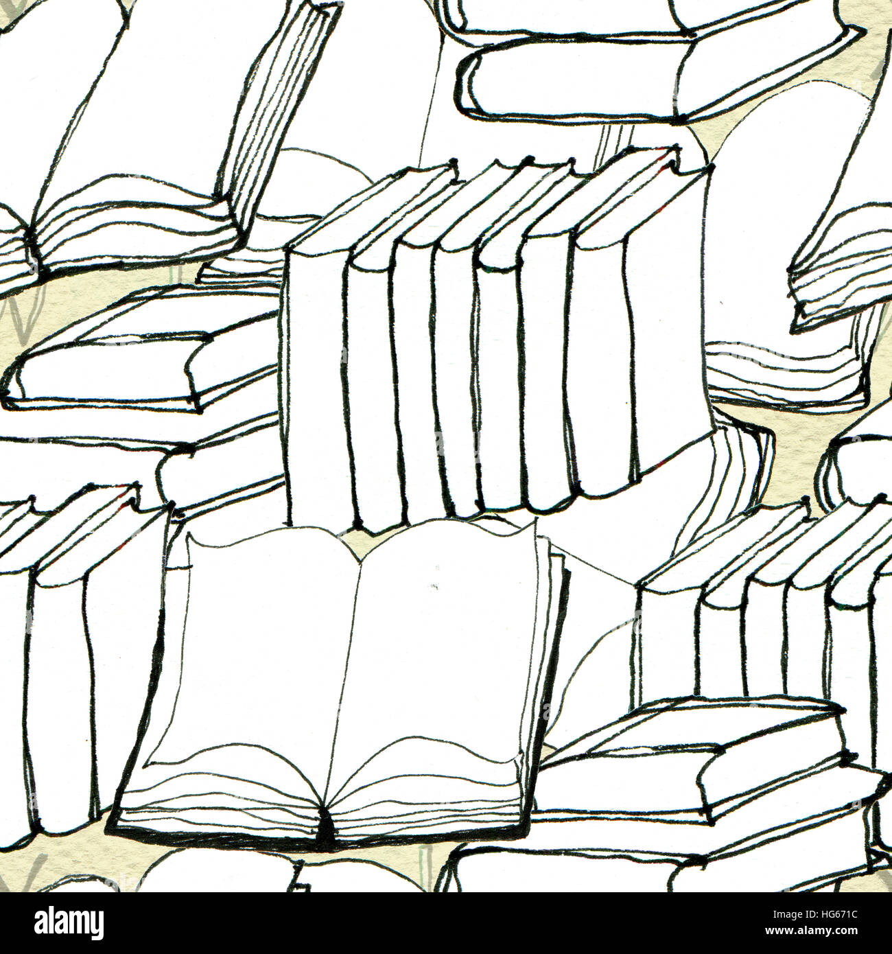 Seamless pattern with books Stock Photo - Alamy