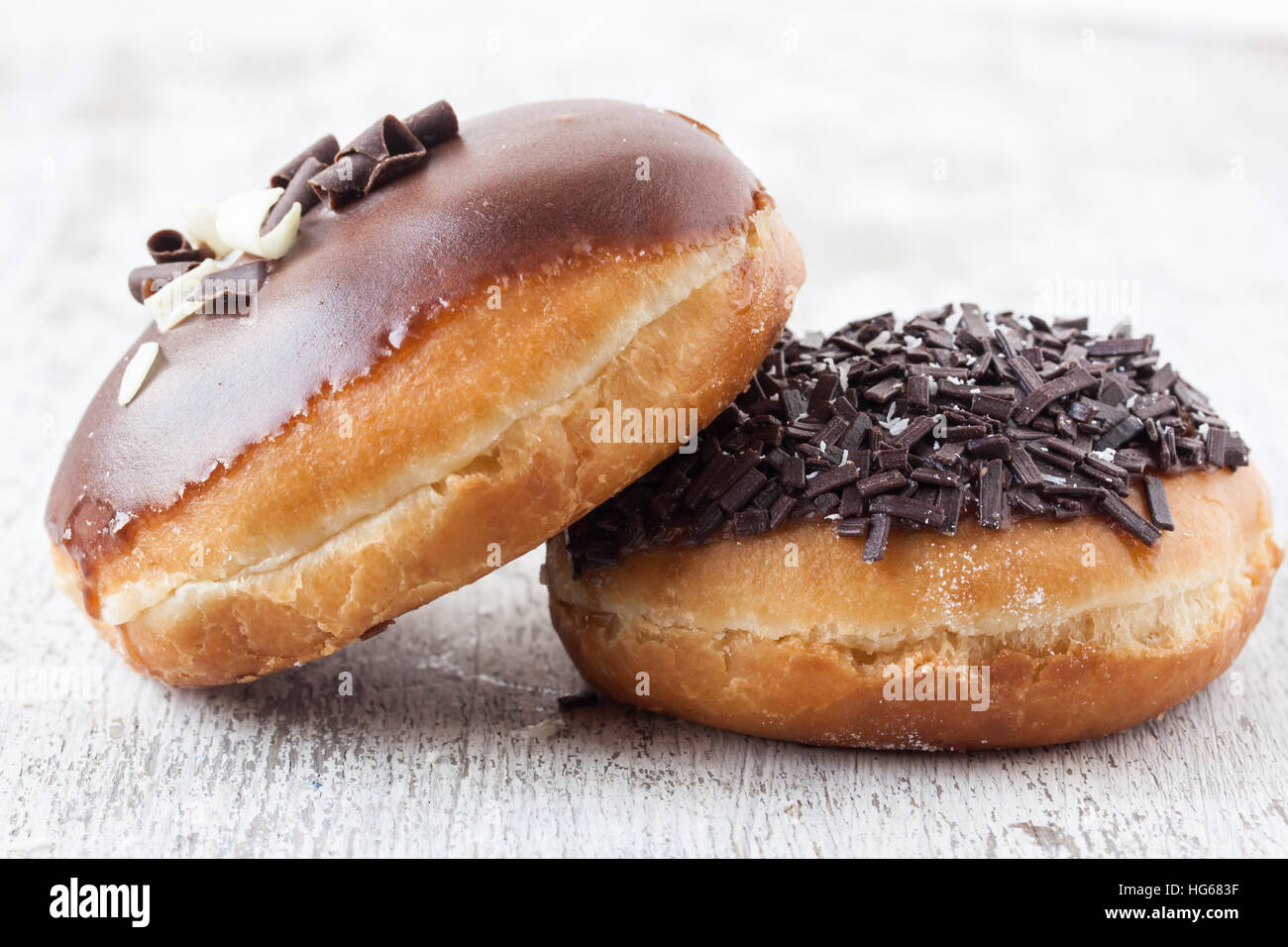 chocolate berliner donuts Stock Photo