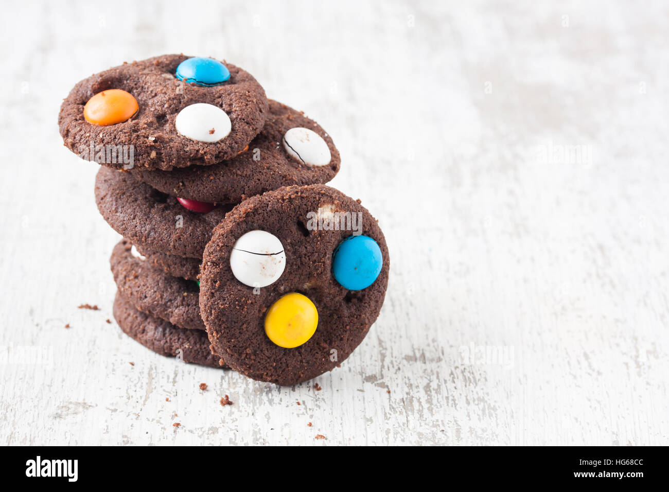 chocolate cookies with sugar coated chocolate Stock Photo Alamy