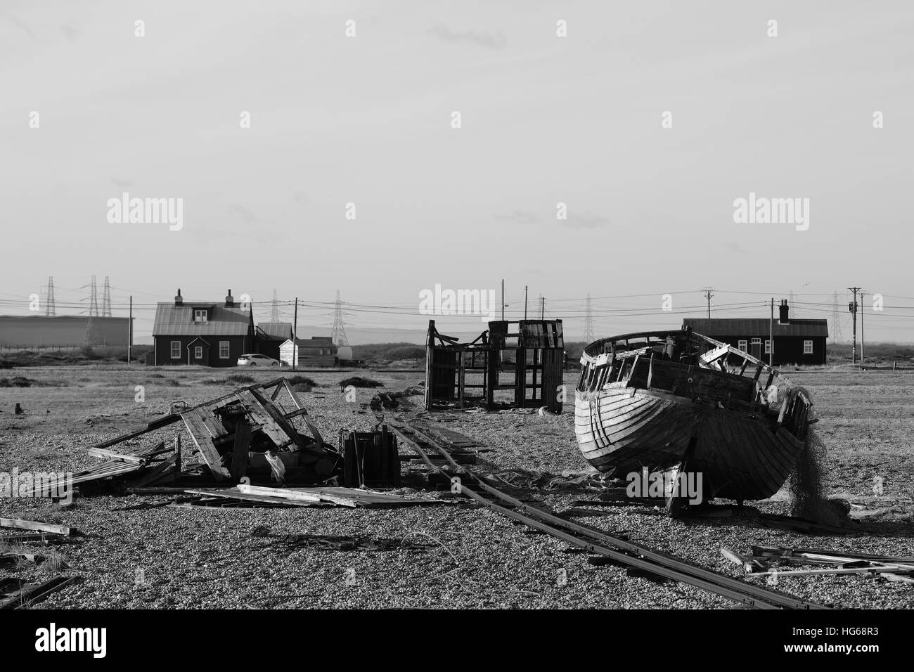 Old wooden fishing boat Dungeness Stock Photo - Alamy