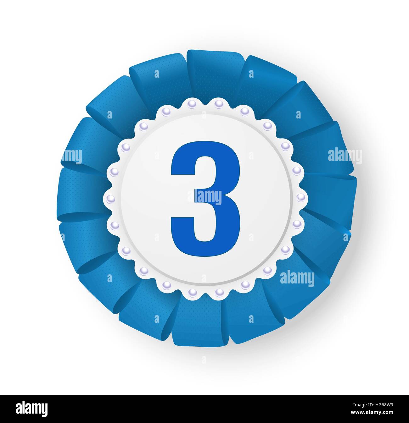 Realistic blue fabric award ribbon badge. Vector illustration. Stock Vector