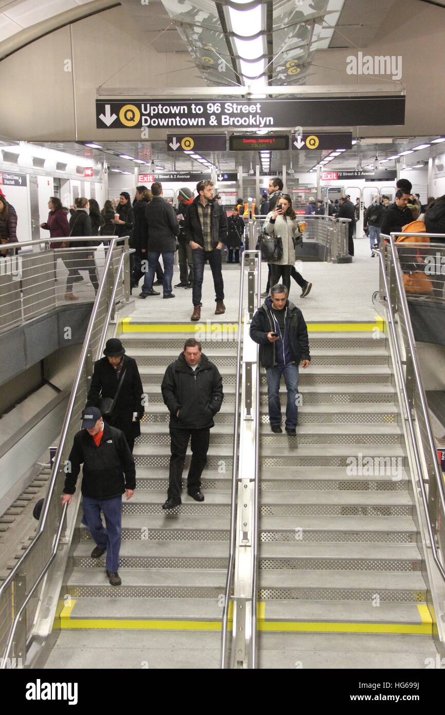 New York, NY, USA. 1st Jan, 2017. 72nd Street and 2nd Avenue subway ...