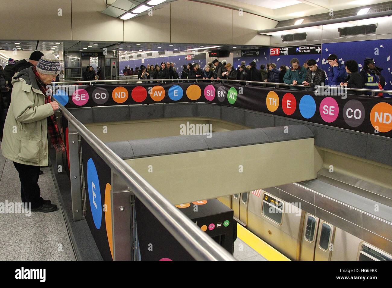 New York, NY, USA. 1st Jan, 2017. The 96th Street and 2nd Avenue subway ...