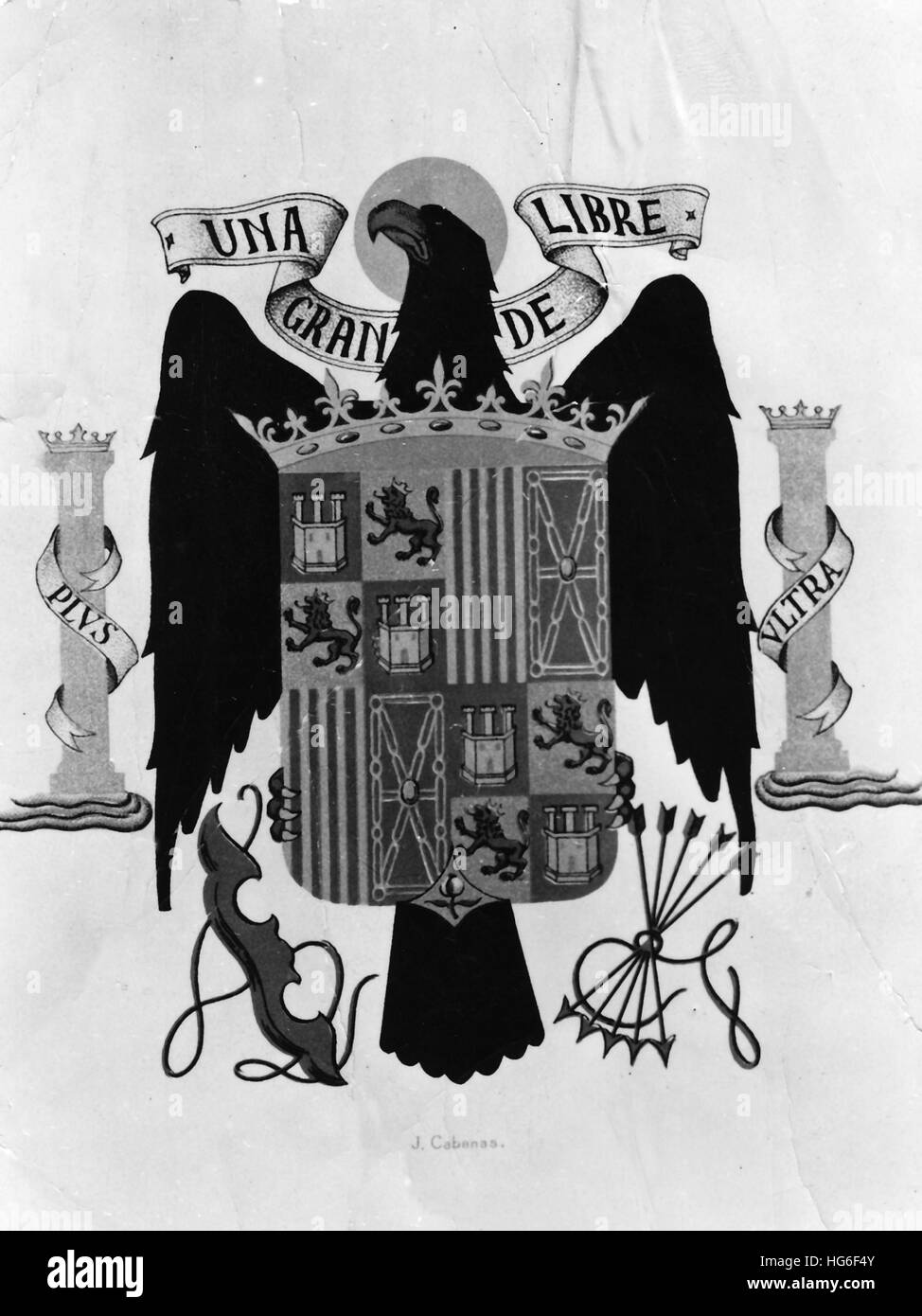 The Nazi propaganda picture shows the new coat of arms of Spain after Francos seizure of power. The photo was taken in Spain in March 1939. Fotoarchiv für Zeitgeschichtee - NO WIRE SERVICE - | usage worldwide Stock Photo