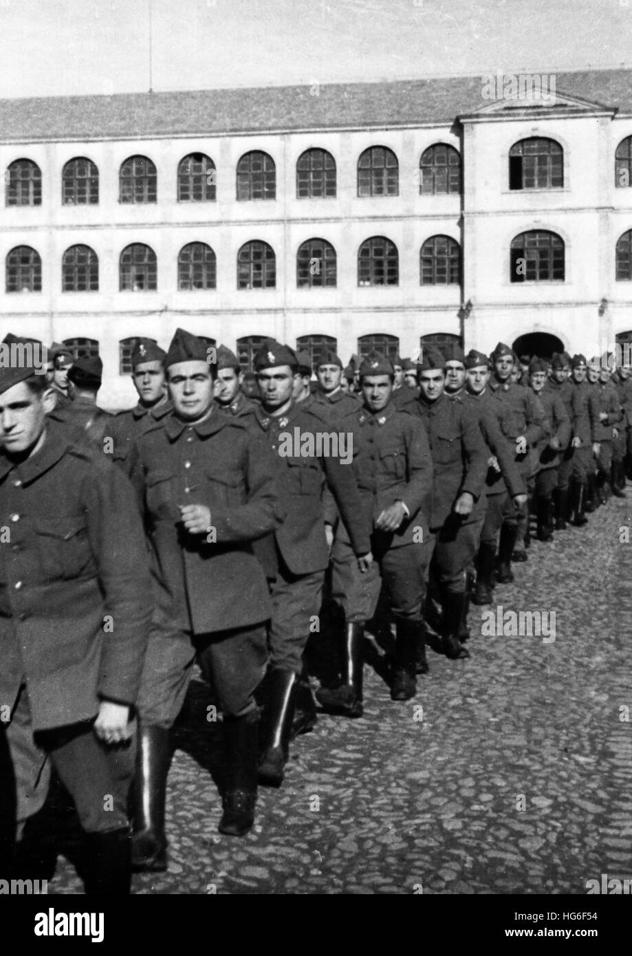 The Nazi propaganda picture shows the training of new recruits of Francos troops in the cavalry barrack in Salamanca, Spain, February 1937. Fotoarchiv für Zeitgeschichtee - NO WIRE SERVICE - | usage worldwide Stock Photo