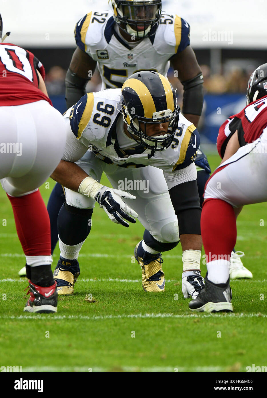 Los Angeles, California, USA. 11th Dec, 2016. Aaron Donald of the Los Angeles Rams in action during a 42-14 loss to the Atlanta Falcons at the Los Angeles Memorial Coliseum in Los Angeles, Ca. © John Pyle/ZUMA Wire/Alamy Live News Stock Photo