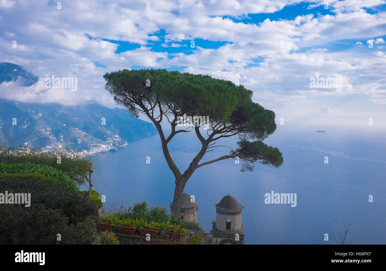 Iconic view of Amalfi coast from the city Ravello, Italy Stock Photo ...
