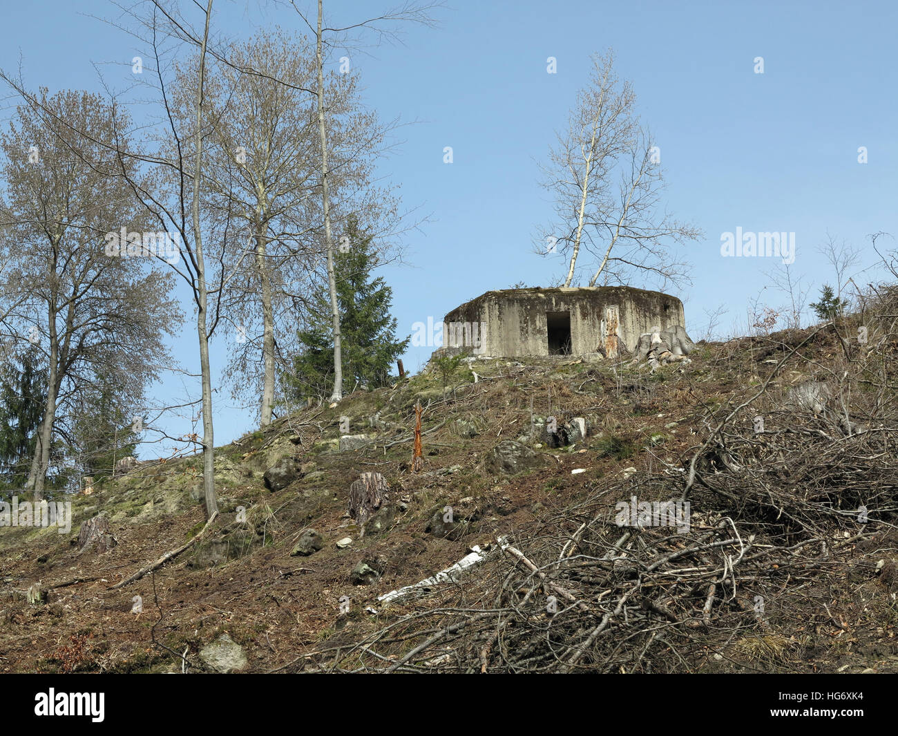 Reinforced concrete blockhouse - light fortification from World War II Stock Photo