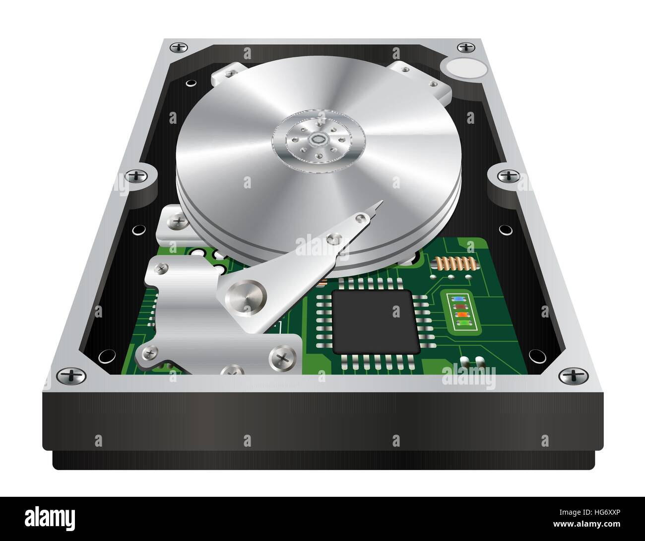 Hard Disc Inner inside of a internal harddisk on a white background Stock Vector Image ...