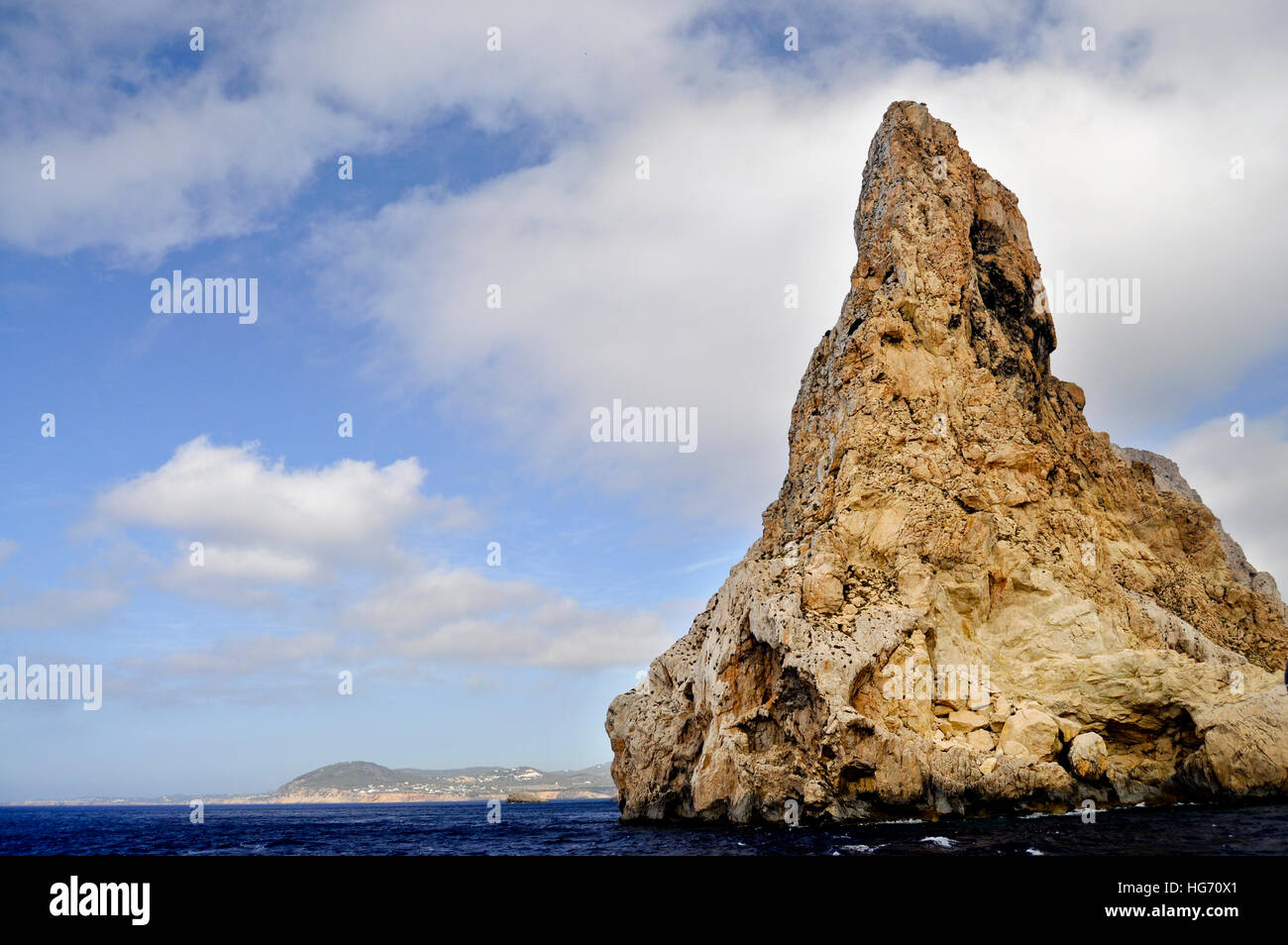 North rocky cost of Es Vedra island near Ibiza Stock Photo