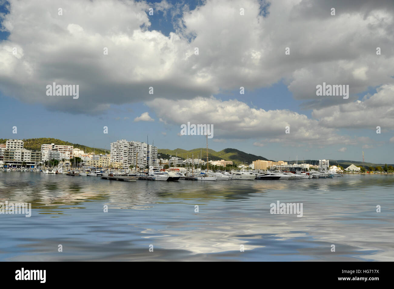 View of the tourist harbor of San Antonio at Ibiza island Stock Photo