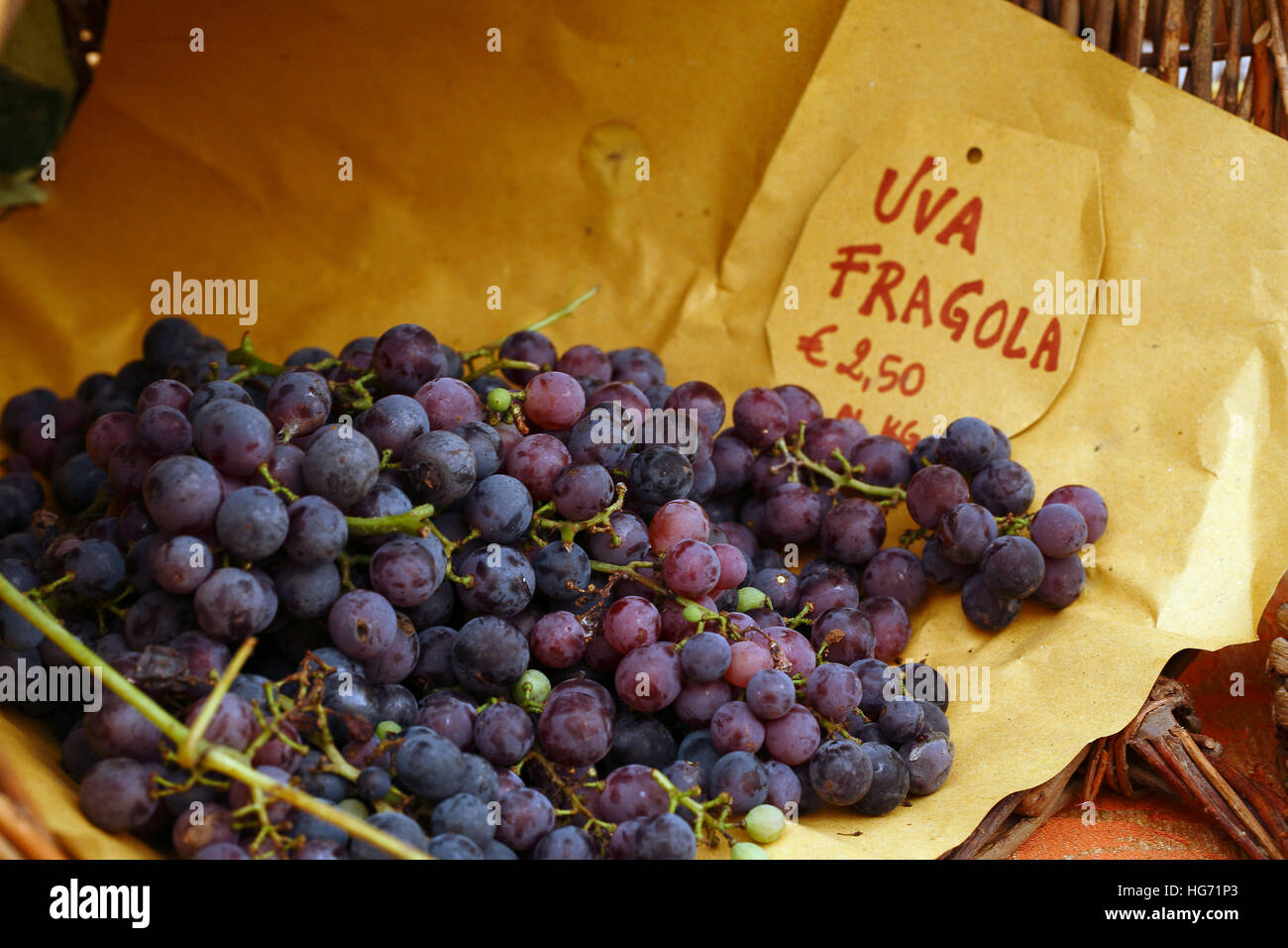 Italy Casola Valsenio”Festa dei frutti dimenticati” : grape strawberry Stock Photo