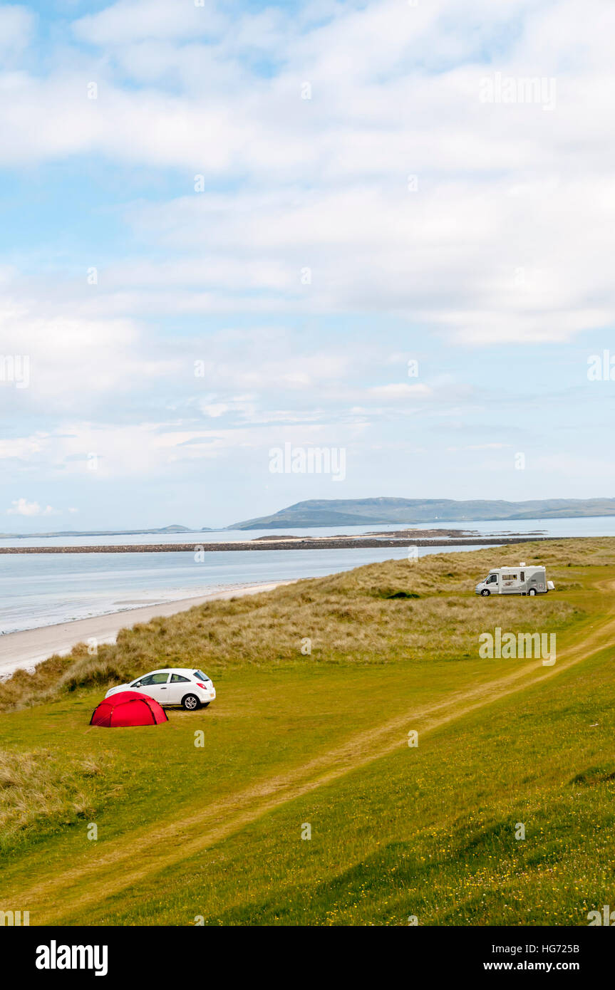 Camping On The Machair Behind East Beach On The Island Of Berneray In The Outer Hebrides Stock Photo Alamy