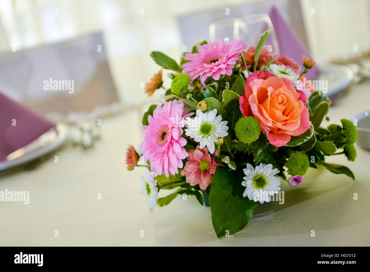 Flower arrangement on the table Stock Photo