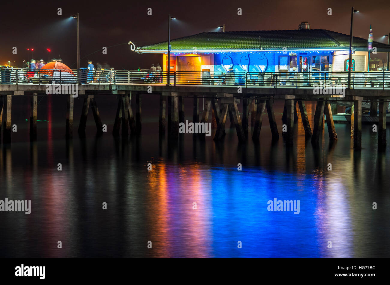Night Colors is a photo of Shelter Island Fishing Pier showered