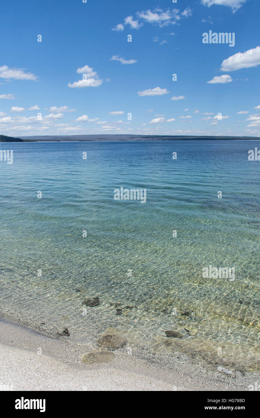 View of Yellowstone Lake from West Thumb Geyser Basin, Yellowstone National Park Stock Photo