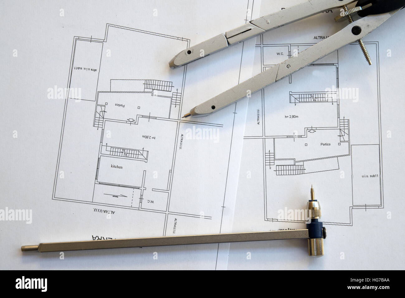 Project Building Drawing Drawings for building Architectural project Stock Photo - Alamy