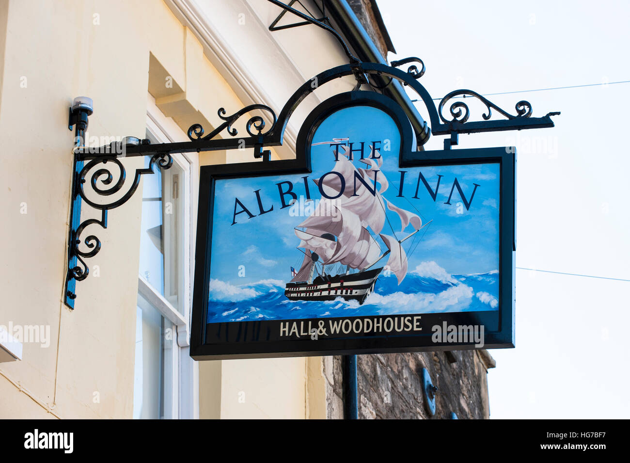 The Albion Inn pub sign, in Wimborne Minster Stock Photo