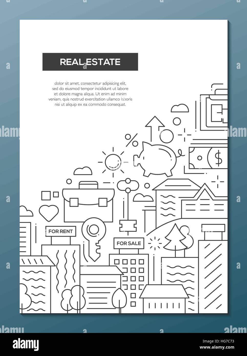 Real Estate line design brochure poster template A4 Stock Vector Image & Art Alamy