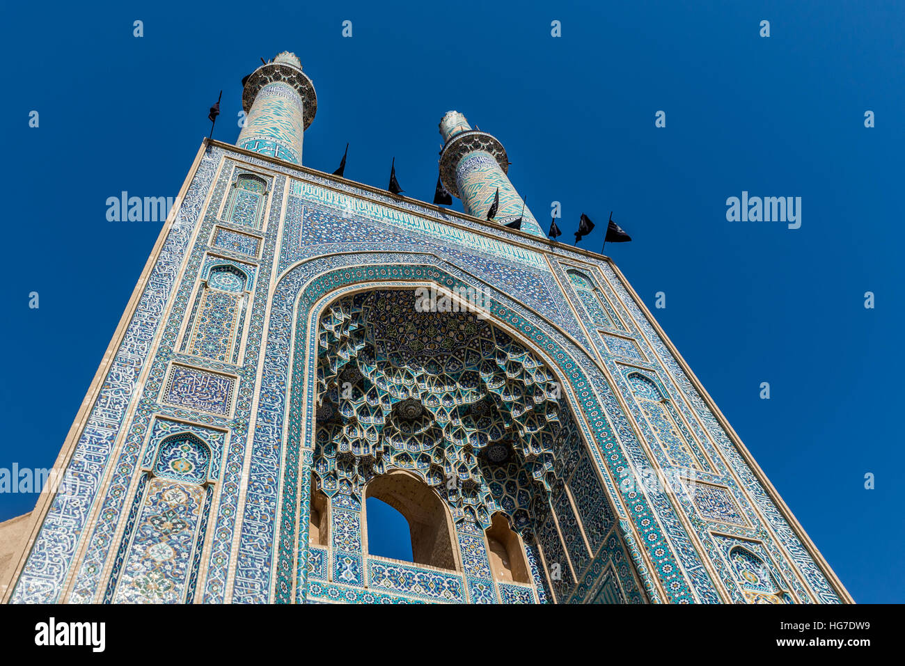 800-year old grand, congregational Jameh Mosque of Yazd city in Iran Stock Photo