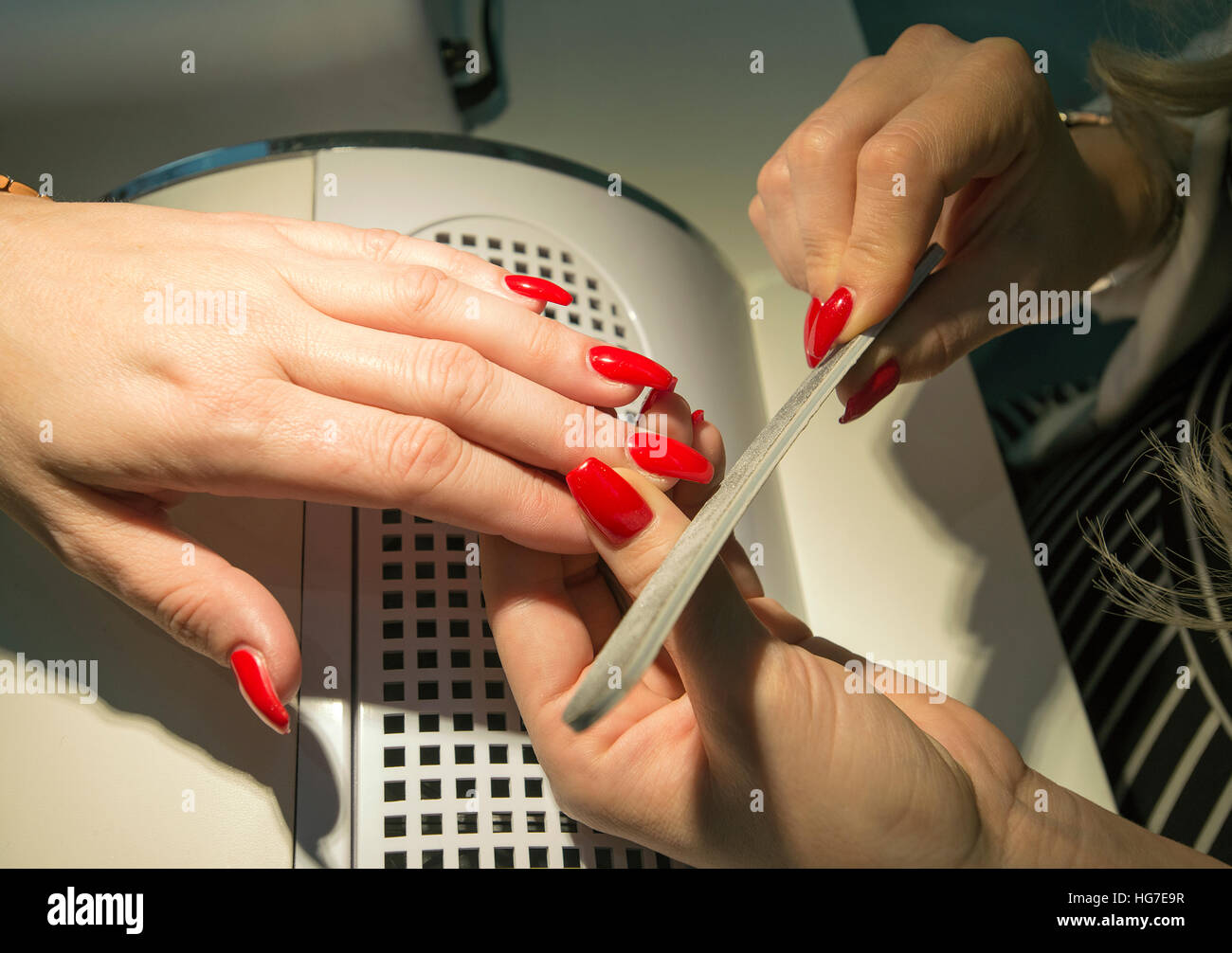 Ladies nail manicure Stock Photo