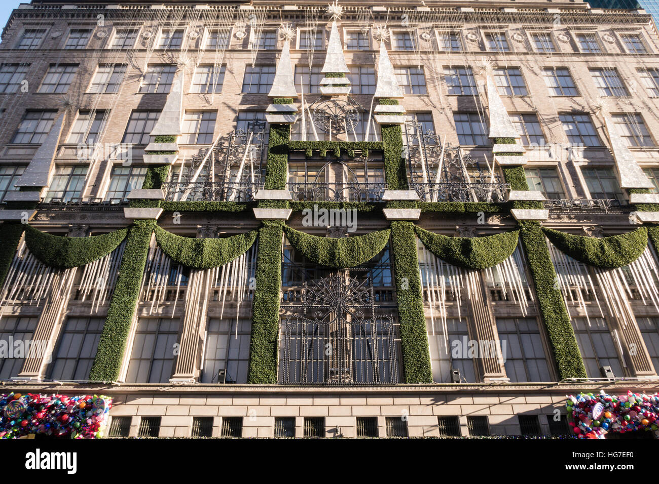 Saks Fifth Avenue during Holiday Season, NYC, USA Stock Photo