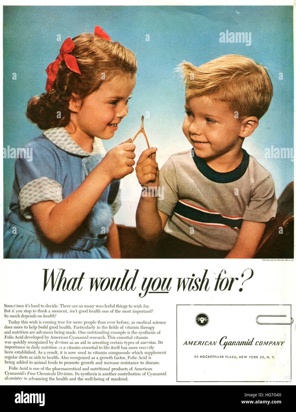 1950s USA American Cyanamid Company Magazine Advert Stock Photo - Alamy