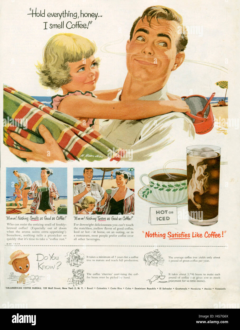 1950s USA Pan American Coffee Co Magazine Advert Stock Photo