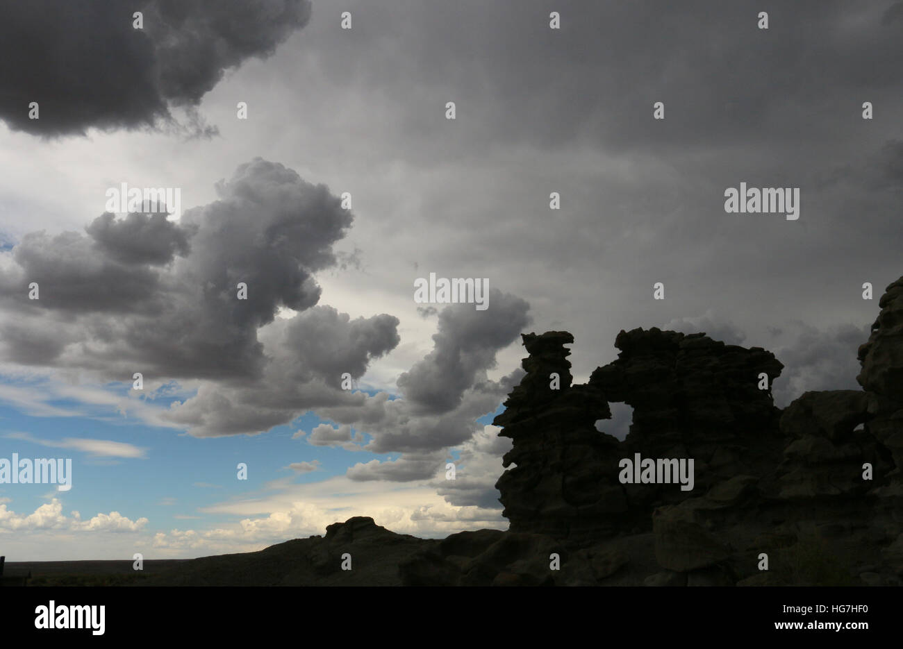 Fantasy Canyon Utah desert rock formations and storm clouds Stock Photo