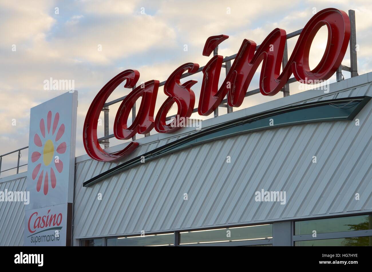French Supermarket Chain Casino sign Stock Photo