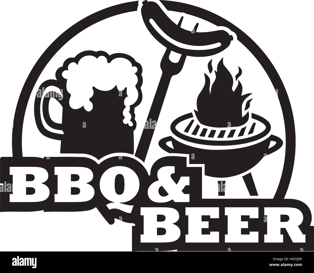 BBQ and beer with grill and sausage Stock Vector Image & Art - Alamy