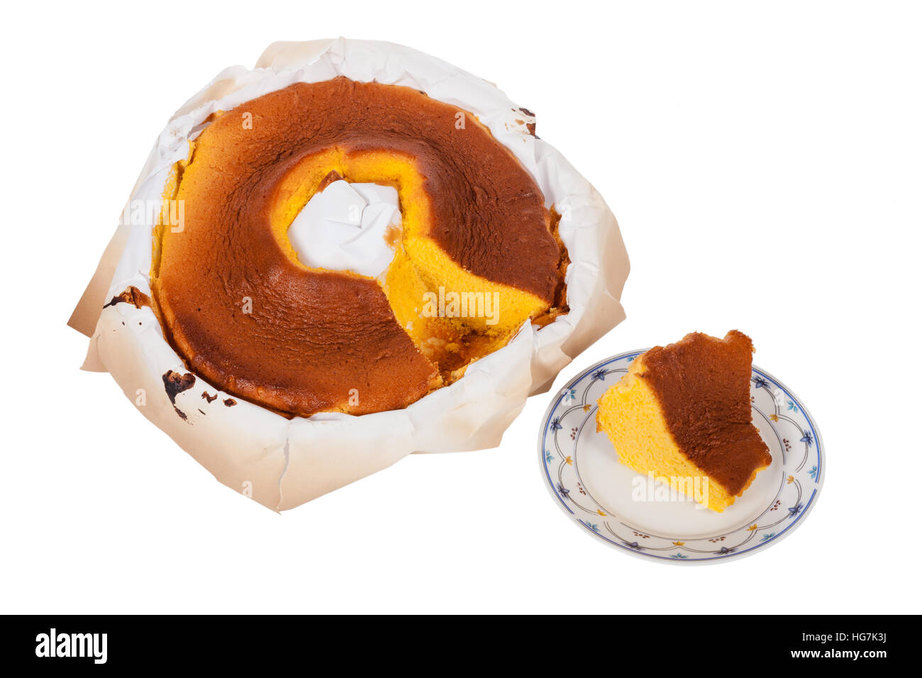 Pao De Lo The Portuguese Sponge Cake Shown In Its Most Traditional Form With The Typical Paper Sheets Used On The Baking Stock Photo Alamy