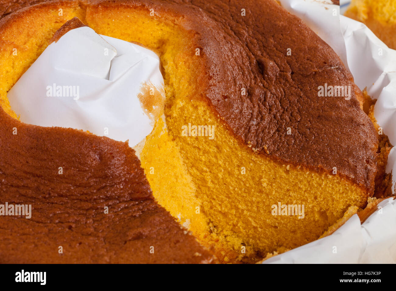 Close Up Of A Sliced Pao De Lo The Portuguese Sponge Cake Shown In Stock Photo Alamy