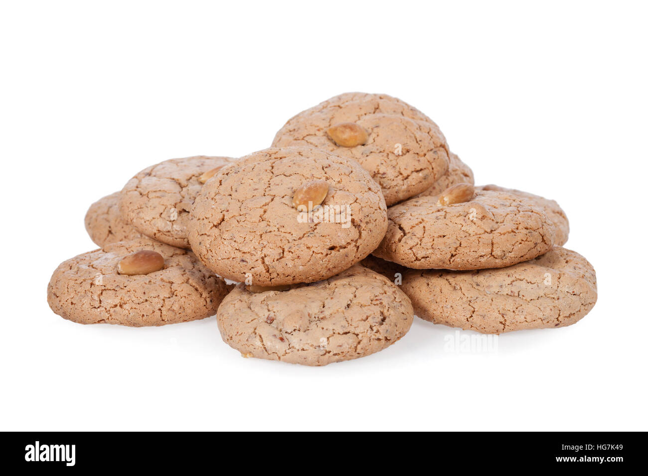 Almendrados, a typical and traditional almond biscuit from the Algarve region of Portugal, isolated on white background Stock Photo