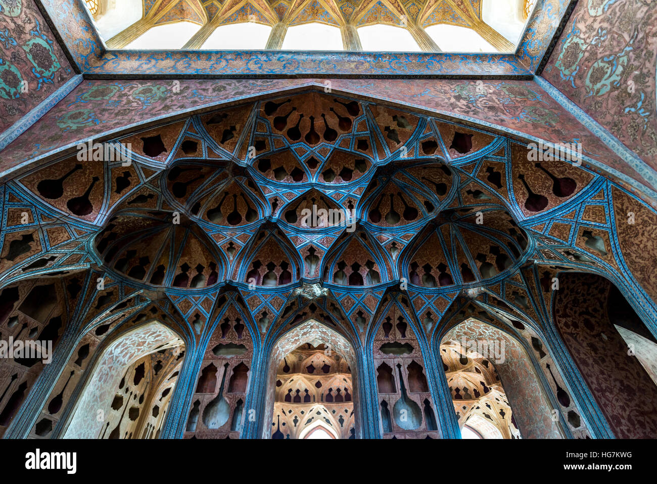 Music Hall in Ali Qapu palace in Isfahan city, Iran Stock Photo