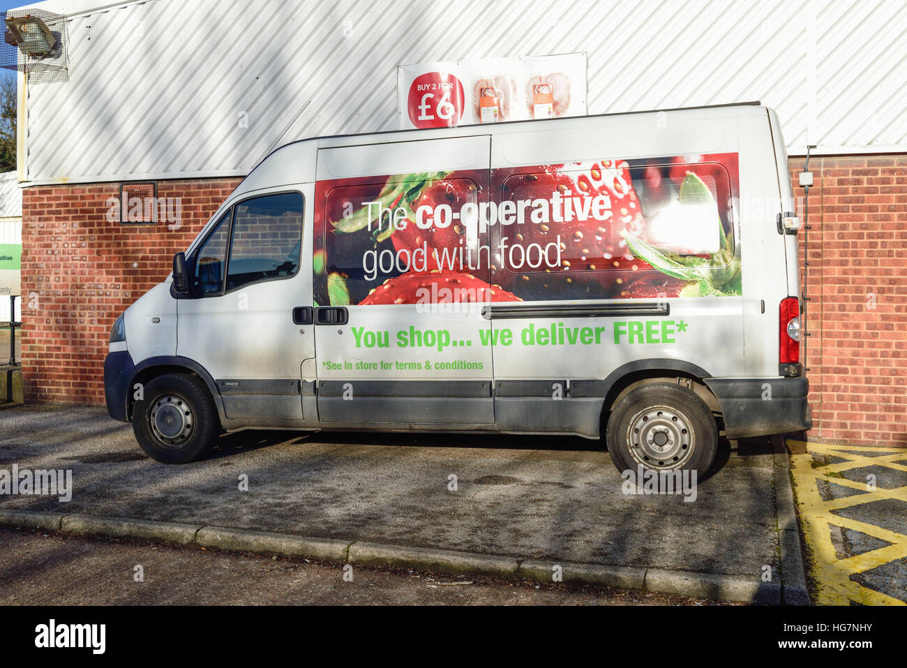 Selston,Nottinghamshire,UK.Co-operative delivery van. Stock Photo