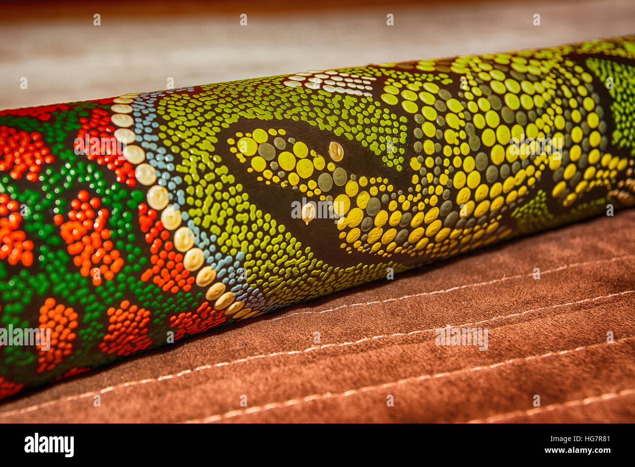 Didgeridoo traditional aboriginal instrument from Australia Stock