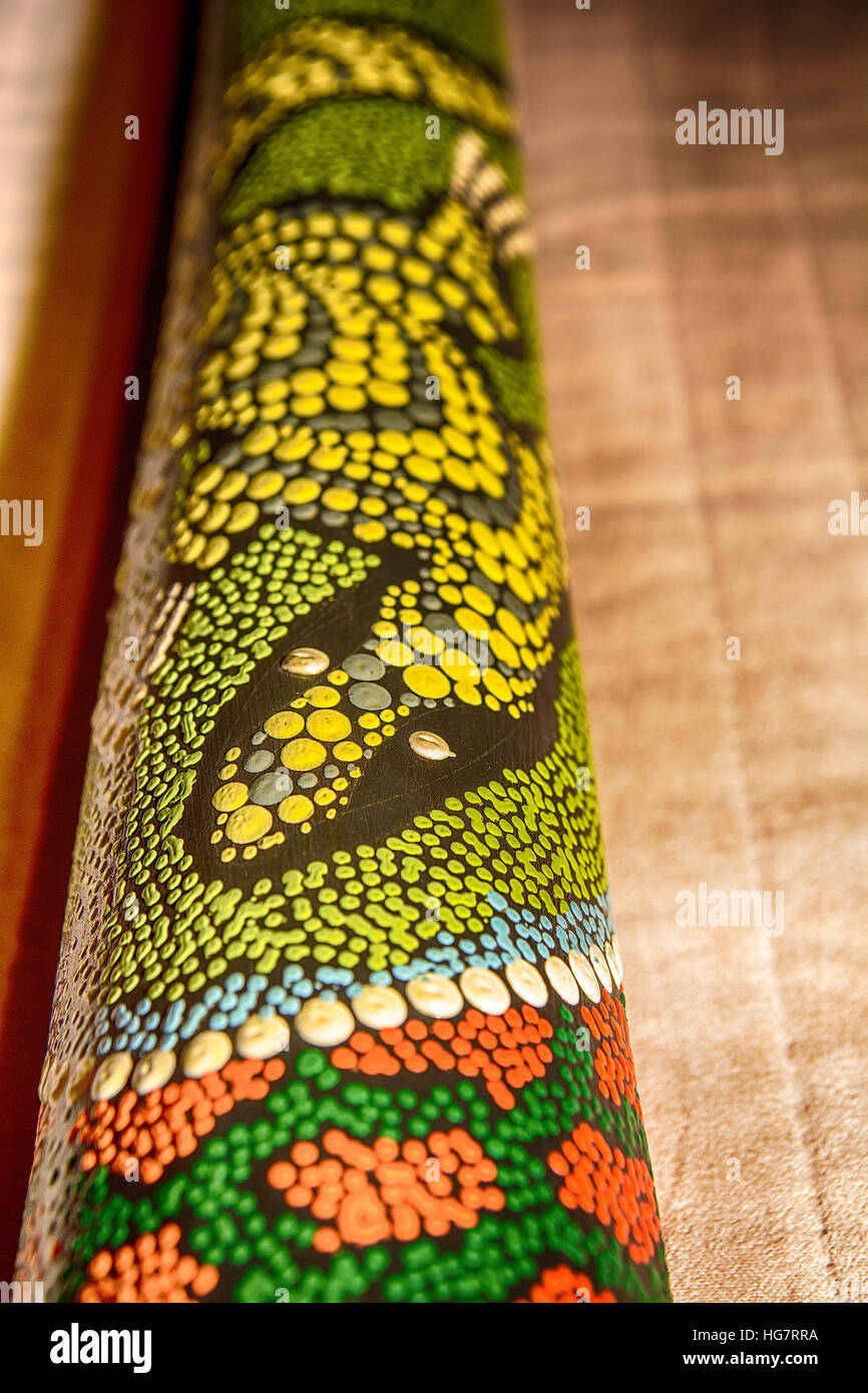 Didgeridoo traditional aboriginal instrument from Australia Stock