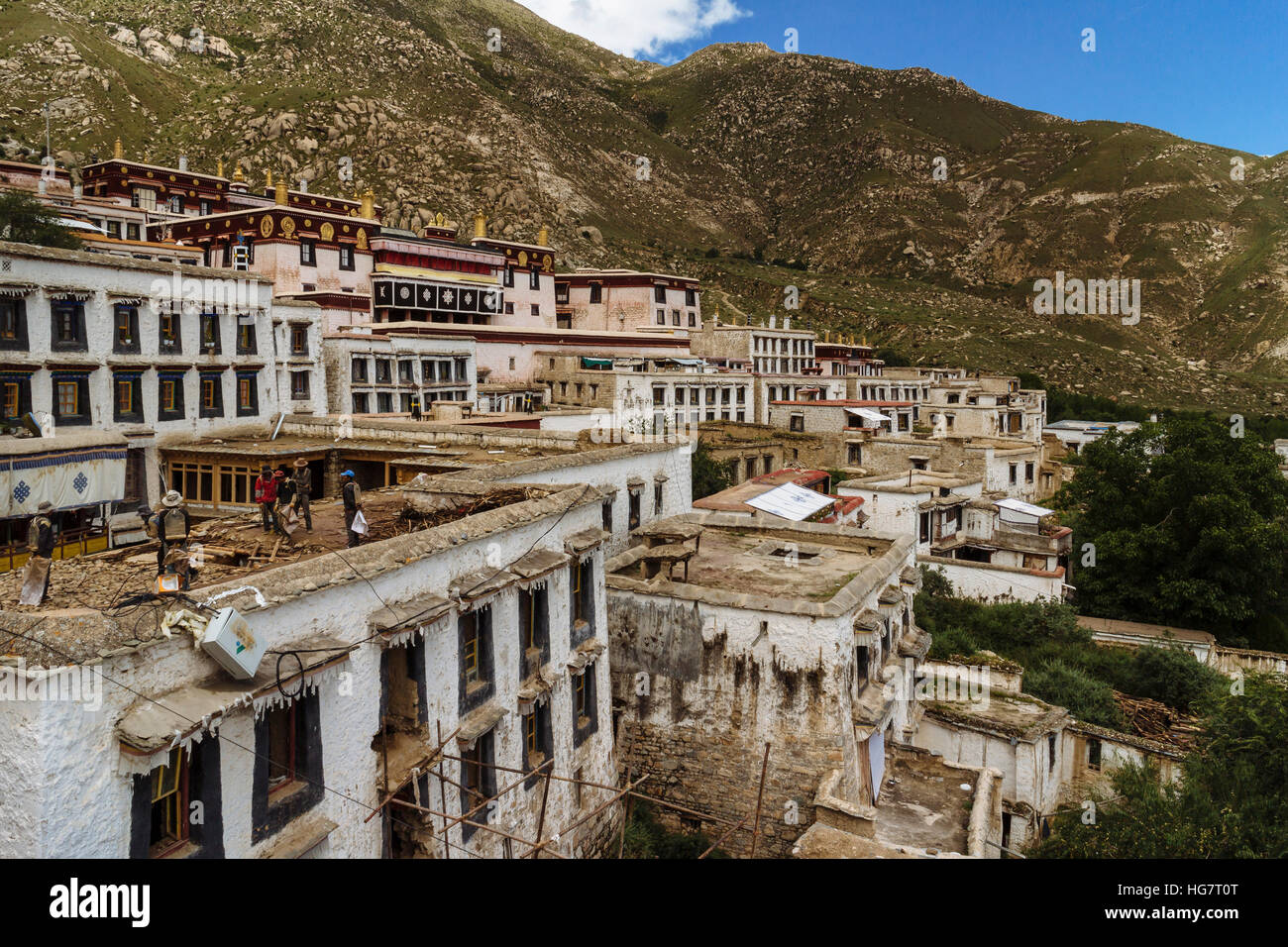 Lhasa, Tibet - The view in Drepung Monastery, the biggest Buddhism Monastery in the world. Stock Photo