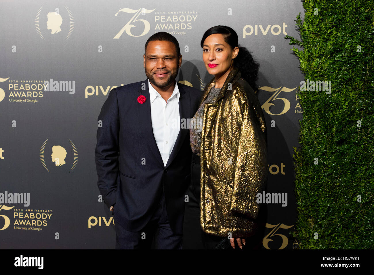 Anthony Anderson and Tracy Ellis-Ross arrive at the 75th Peabody Awards on May 21, 2016 in New York, New York. Stock Photo