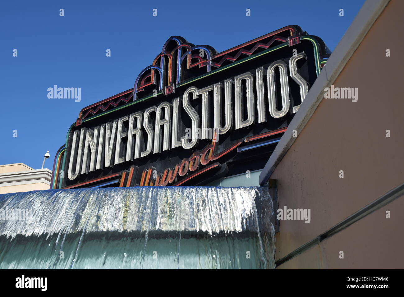 Universal Studios, Hollywood sign. Stock Photo