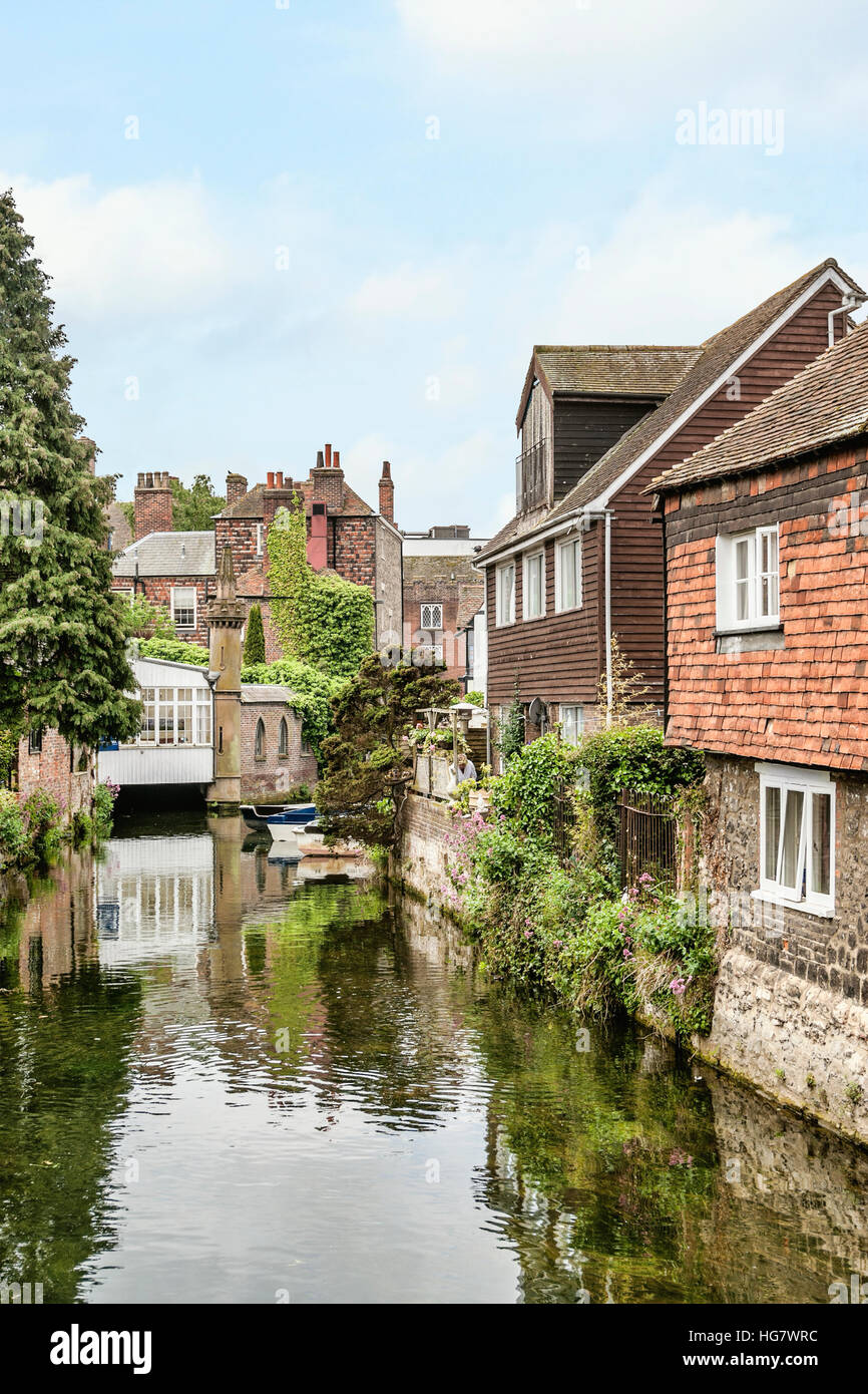 River Stour in the historic city centre of Canterbury, Kent, England Stock Photo