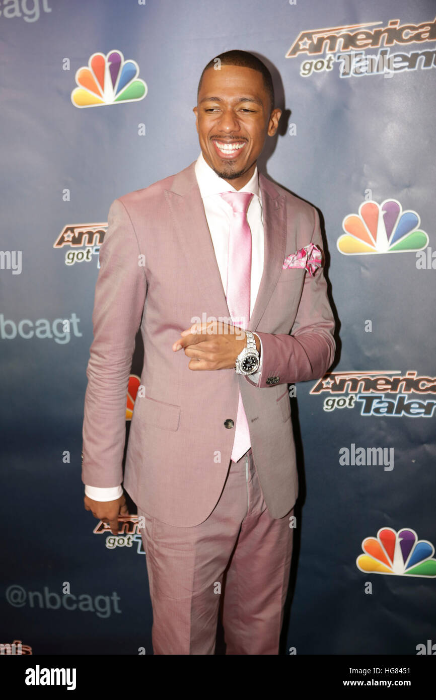 Nick Cannon arrives at the America's Got Talent Season 10, Live Voting Rounds Kick-off Show. Stock Photo